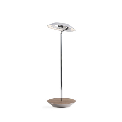 Royyo LED Desk Lamp in Chrome, oiled walnut (240|RYOSWCRMOWTDSK)