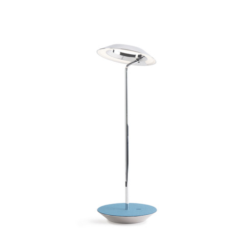 Royyo LED Desk Lamp in Chrome/azure felt (240|RYOSWCRMAZFDSK)