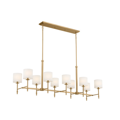 Ali Ten Light Linear Chandelier in Brushed Natural Brass (12|52503BNB)