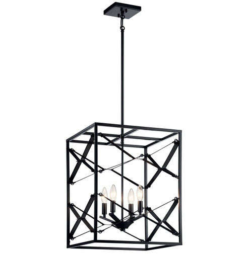 Sevan Four Light Foyer Pendant in Black (12|52141BK)