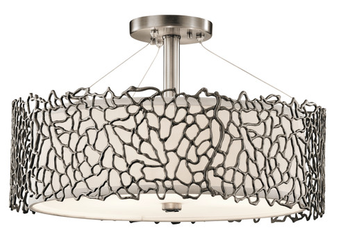 Silver Coral Three Light Pendant/Semi Flush in Classic Pewter (12|43346CLP)