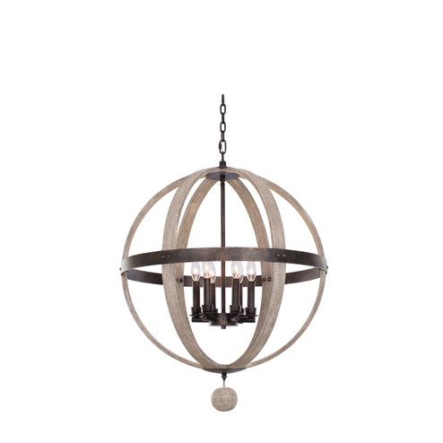 Harper Six Light Pendant in Florence Gold (33|506851FG)