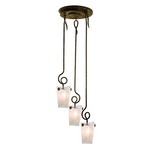 Tribecca Three Light Foyer Pendant in Antique Copper (33|4302ACFROST)