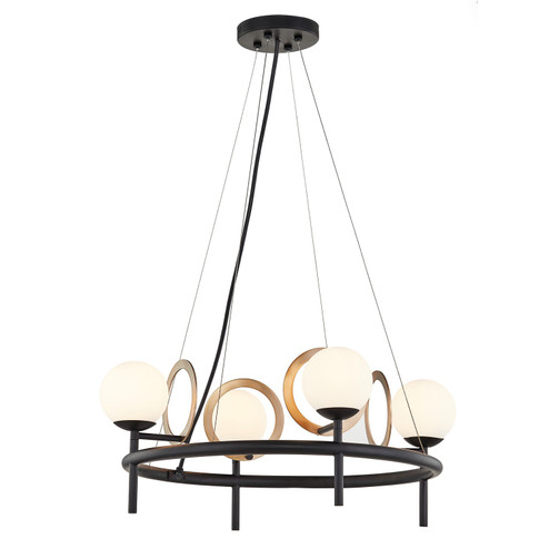 Fusion LED Chandelier in Matte Black w/ Brass Ring (102|FSN4225OPALMBBR)