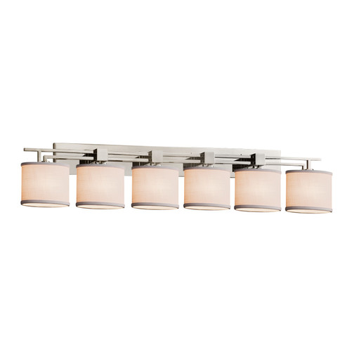 Textile Six Light Bath Bar in Brushed Nickel (102|FAB870630WHTENCKL)