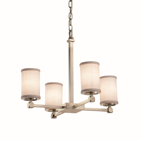 Textile Four Light Chandelier in Brushed Nickel (102|FAB842010WHTENCKL)