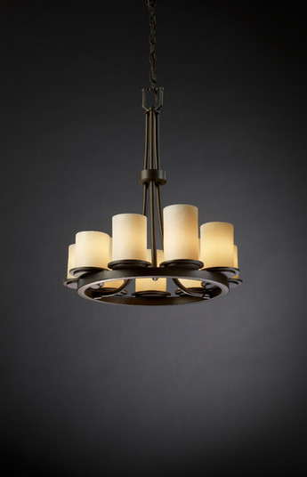 CandleAria Nine Light Chandelier in Dark Bronze (102|CNDL876610CREMDBRZ)