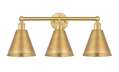 Edison Three Light Bath Vanity in Satin Gold (405|6163WSGMBC8SG)