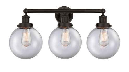 Edison Three Light Bath Vanity in Oil Rubbed Bronze (405|6163WOBG2028) Edison Three Light Bath Vanity in Oil Rubbed Bronze (405|6163WOBG2028)