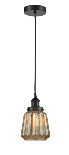 Edison One Light Mini Pendant in Matte Black (405|6161PHBKG146)