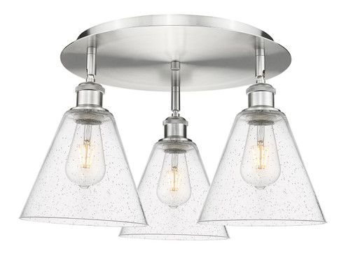 Ballston Three Light Flush Mount in Satin Nickel (405|5163CSNGBC84)