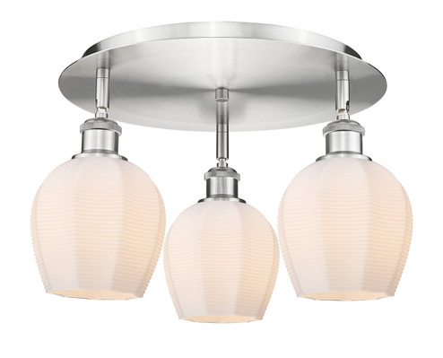 Downtown Urban Three Light Flush Mount in Satin Nickel (405|5163CSNG4616)