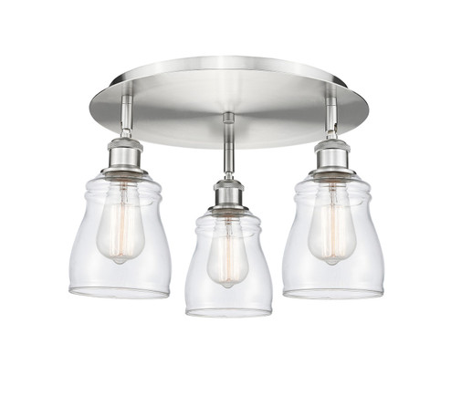 Downtown Urban Three Light Flush Mount in Satin Nickel (405|5163CSNG392)