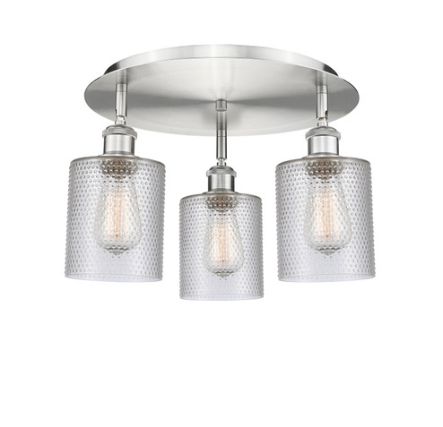 Downtown Urban Three Light Flush Mount in Satin Nickel (405|5163CSNG112)