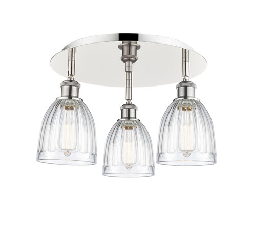 Ballston Three Light Flush Mount in Polished Nickel (405|5163CPNG442)