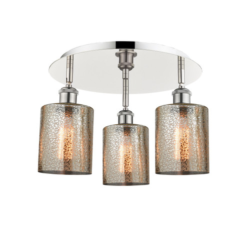 Downtown Urban Three Light Flush Mount in Polished Nickel (405|5163CPNG116)