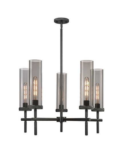 Downtown Urban Five Light Chandelier in Matte Black (405|4715CRBKG47112SM)