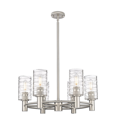 Downtown Urban Six Light Chandelier in Satin Nickel (405|4346CRSNG4347DE)