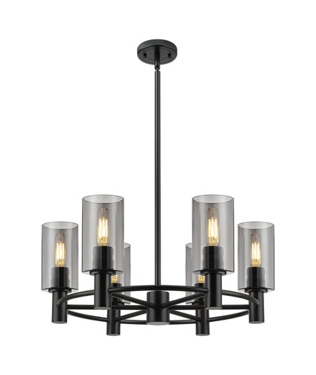 Downtown Urban Six Light Chandelier in Matte Black (405|4346CRBKG4347SM)