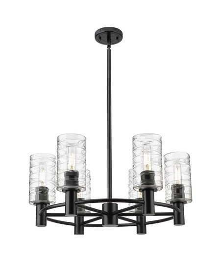 Downtown Urban Six Light Chandelier in Matte Black (405|4346CRBKG4347DE)