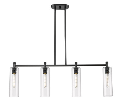 Downtown Urban Four Light Island Pendant in Matte Black (405|4344IBKG43412CL)