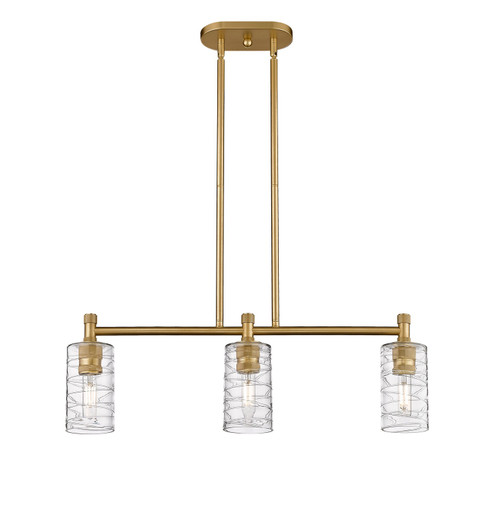 Downtown Urban Three Light Island Pendant in Brushed Brass (405|4343IBBG4347CL)