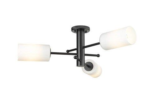 Downtown Urban Three Light Semi-Flush Mount in Matte Black (405|4343FBKG4347WH)
