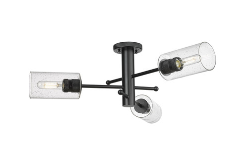 Downtown Urban Three Light Semi-Flush Mount in Matte Black (405|4343FBKG4347SDY)
