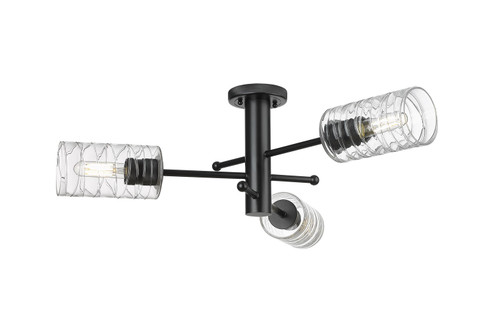 Downtown Urban Three Light Semi-Flush Mount in Matte Black (405|4343FBKG4347DE)