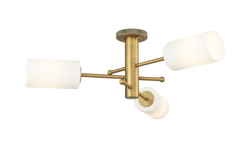 Downtown Urban Three Light Semi-Flush Mount in Brushed Brass (405|4343FBBG4347WH)