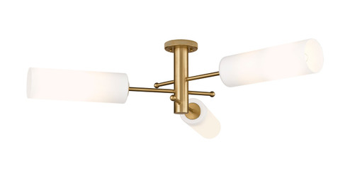 Downtown Urban Three Light Semi-Flush Mount in Brushed Brass (405|4343FBBG43412WH)