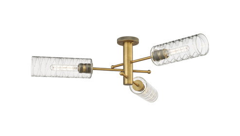 Downtown Urban Three Light Semi-Flush Mount in Brushed Brass (405|4343FBBG43412DE)