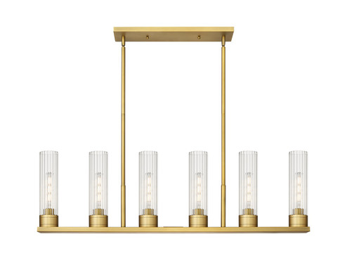 Downtown Urban Six Light Linear Pendant in Brushed Brass (405|4296IBBG4298CL)