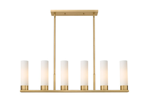Downtown Urban Six Light Linear Pendant in Brushed Brass (405|4296IBBG42911WH)