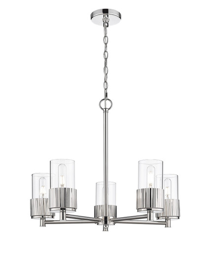 Downtown Urban Five Light Chandelier in Polished Nickel (405|4285CRPNG4287CL)