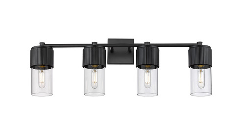 Downtown Urban Four Light Bath Vanity in Matte Black (405|4284WBKG4287CL)