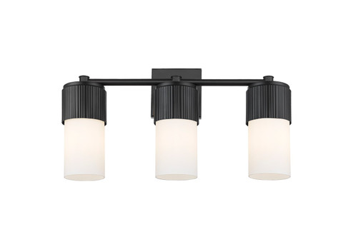 Downtown Urban Three Light Bath Vanity in Matte Black (405|4283WBKG4287WH)