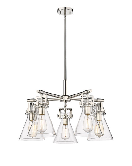 Downtown Urban Five Light Chandelier in Polished Nickel (405|4115CRPNG4117CL)