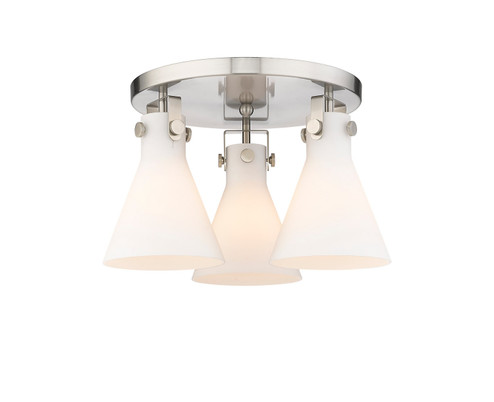 Downtown Urban Three Light Semi-Flush Mount in Satin Nickel (405|4113FSNG4117WH)