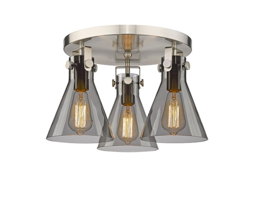Downtown Urban Three Light Flush Mount in Satin Nickel (405|4113FSNG4117SM) Downtown Urban Three Light Flush Mount in Satin Nickel (405|4113FSNG4117SM)