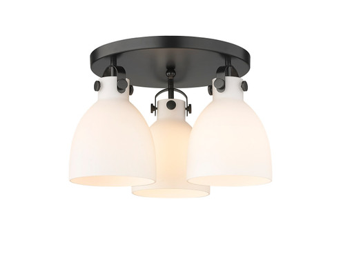 Downtown Urban Three Light Flush Mount in Matte Black (405|4103FBKG4127WH)