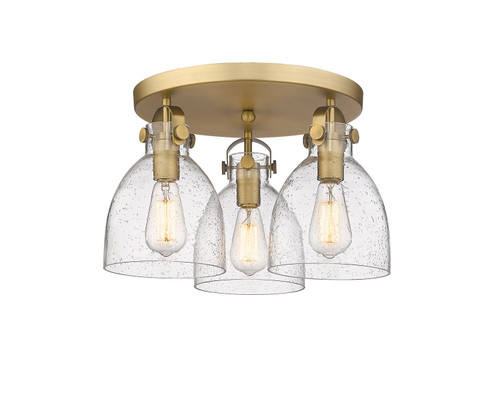Downtown Urban Three Light Semi-Flush Mount in Brushed Brass (405|4103FBBG4127SDY)