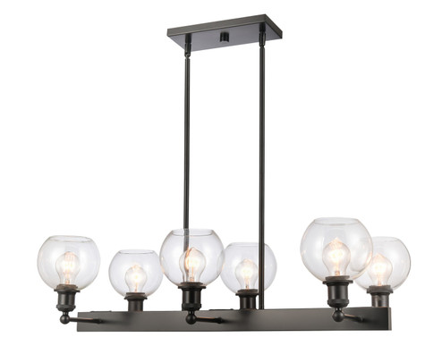 Ballston Six Light Island Pendant in Matte Black (405|3416CRBKG1246)