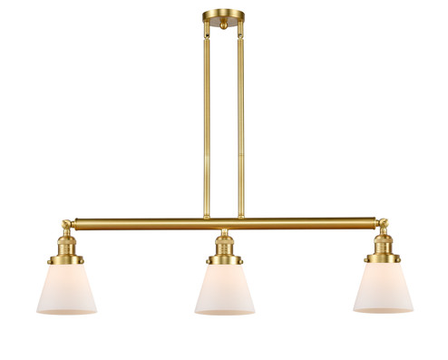 Franklin Restoration Three Light Island Pendant in Satin Gold (405|213SGG61) Franklin Restoration Three Light Island Pendant in Satin Gold (405|213SGG61)