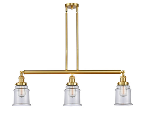Franklin Restoration Three Light Island Pendant in Satin Gold (405|213SGG182)