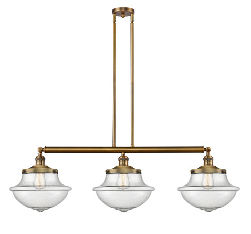 Franklin Restoration Three Light Island Pendant in Brushed Brass (405|213BBG544)