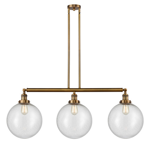 Franklin Restoration Three Light Island Pendant in Brushed Brass (405|213BBG20412) Franklin Restoration Three Light Island Pendant in Brushed Brass (405|213BBG20412)
