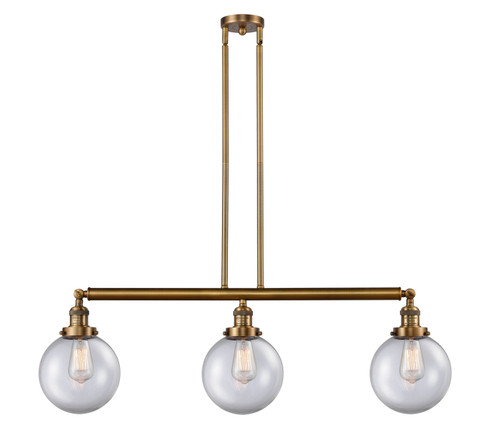 Franklin Restoration Three Light Island Pendant in Brushed Brass (405|213BBG2028) Franklin Restoration Three Light Island Pendant in Brushed Brass (405|213BBG2028)