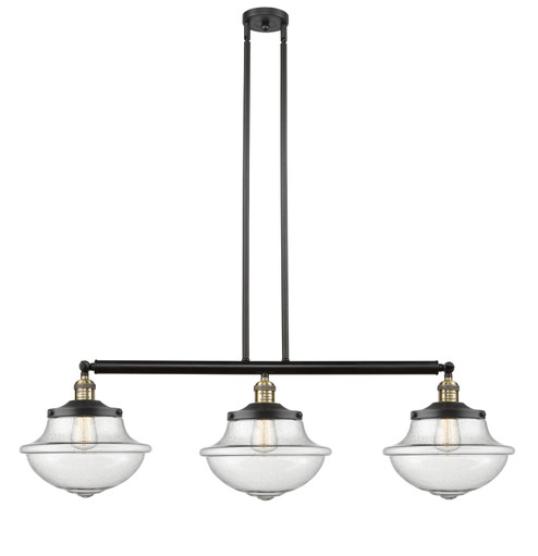 Franklin Restoration Three Light Island Pendant in Black Antique Brass (405|213BABG544)