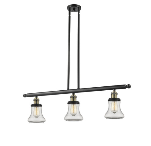 Franklin Restoration Three Light Island Pendant in Black Antique Brass (405|213BABG192)